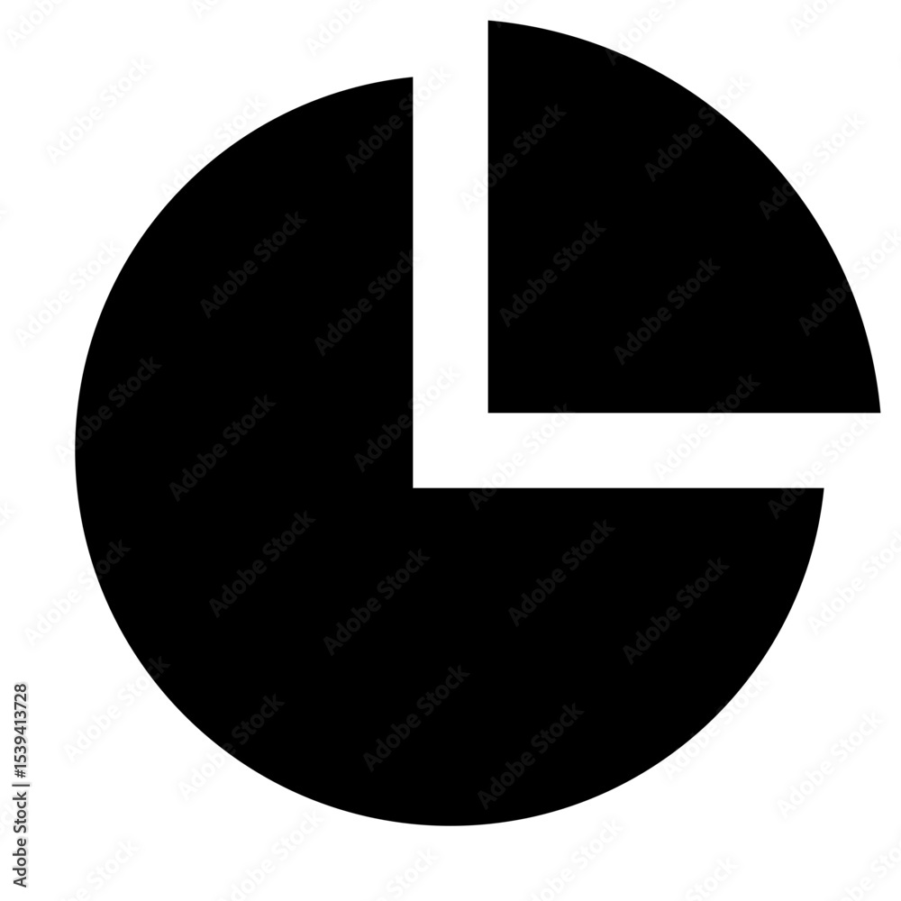 Poster black circle with a missing quarter section creating a pie chart visual graphic representation here