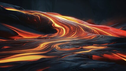 Inferno's embrace: A symphony of fire and shadow in molten landscape