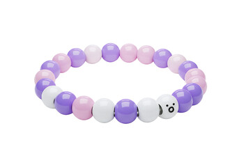 Beaded Bracelet with Pastel Color Round Beads on White