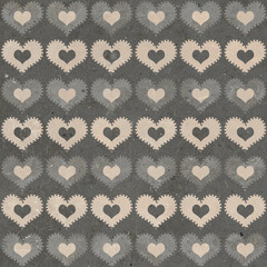 Geometric pattern texture with grunge stone hearts. Stylish floor wall tile heart