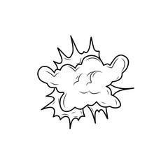 hand drawn comic explosion smoke cloud icon