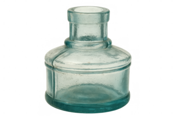 Antique light blue inkwell isolated on transparent background, perfect for writing and calligraphy projects