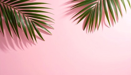 Palm Leaves Pink Background.