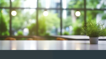 Cozy office space with a soft blur in the background, where sunlight filters through the window, creating a bokeh effect. Zoom meeting background or backdrop