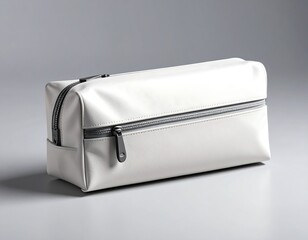 White travel cosmetic bag.
