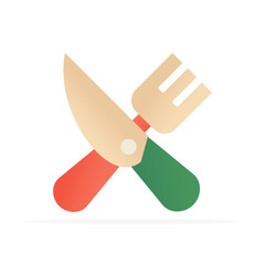 fork and knife icon, colored flat vector. modern and minimalist design.