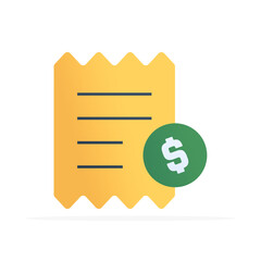 Receipt icon, colored flat vector. modern and minimalist design.