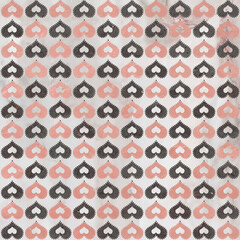 Geometric pattern texture with grunge stone hearts. Stylish floor wall tile heart