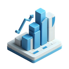 Fototapeta premium 3d isometric bar chart growth graph isolated on transparent background