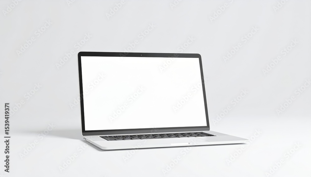 Fototapete minimalist laptop displaying a blank screen for custom branding or text in a modern office environme