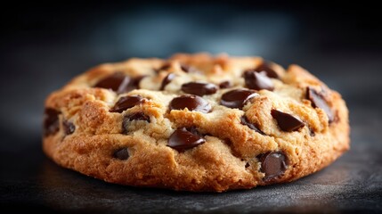 Delicious American Chocolate Chip Cookie Close Up