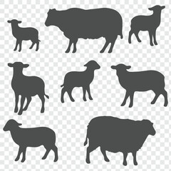 Sheep silhouettes set, large pack of vector silhouette design. sheep silhouettes. eps 10