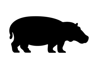 Black Hippopotamus Icon for River Wildlife Nature Design