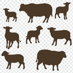 Sheep silhouettes set, large pack of vector silhouette design. sheep silhouettes. eps 10