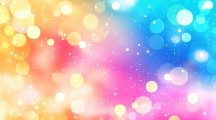 Colorful abstract bokeh gradient light background. Vibrant sparkle fills the festive dreamy scene. Celebration, fantasy, cheerful design, multicolored pattern, modern digital wallpaper, glowing