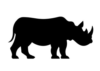 rhino vector illustration, Black Rhinoceros Icon for African Wildlife Conservation Design