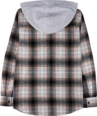cozy checkered flannel with hood isolate on white