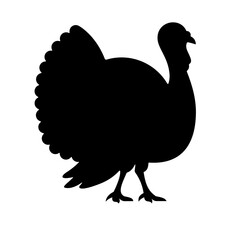 vector illustration of a turkey, Black Turkey Icon for Thanksgiving Wildlife Design
