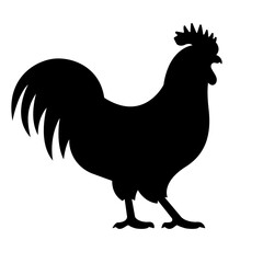 Black Rooster Icon for Farmyard Poultry Design