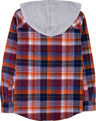 cozy checkered flannel with hood isolate on white