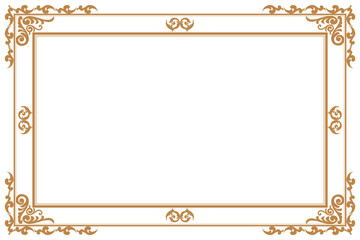Elements of ornate vintage frames. Border gold on white classic calligraphy swirls, floral motifs. Design print for greeting cards, wedding invitations, restaurant menu, royal certificates. Set 277