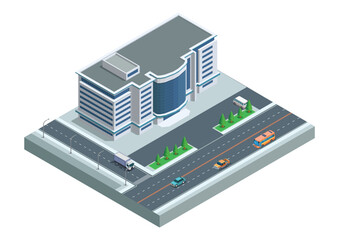 Isometric modern hospital or office building