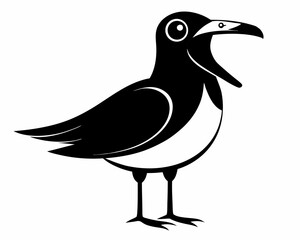 Laughing Gull black bird vector silhouette illustration on white background