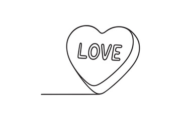 Candy Heart continuous one line drawing minimalism design