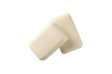 Two smooth soap bars presented in a cutout style, isolated on white, PNG
