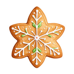 A decorative star-shaped ornament featuring intricate designs of snowflakes and greenery.