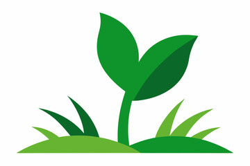 Simple green plant sprout growing in grass