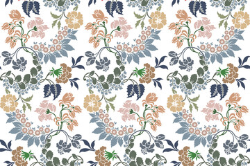 seamless floral pattern damask style motifs suitable for wallpaper, clothing, curtain, textile, tile and fabric design isolated illustration vector archive EPS file.