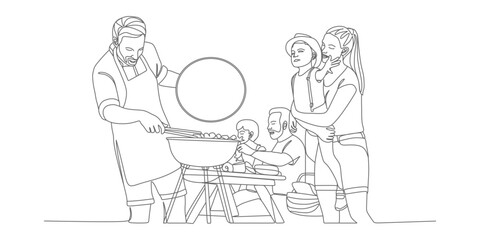 Family & Friends Grilling Together – Outdoor Backyard Barbecue Scene