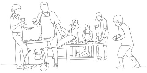 Family and Friends Grilling Together – Backyard Barbecue Gathering