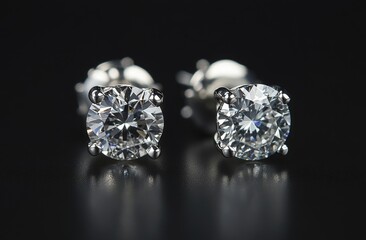Close-up of elegant diamond stud earrings