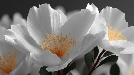 Fototapeta premium Elegant 3D Rendered White Paper Flowers High Detail Closeup