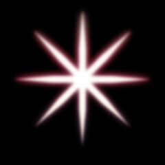 Glowing Eight-Point Star with Red Aura on Black Background
