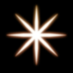 Radiant Eight-Point Star with Warm Glow on Black Background
