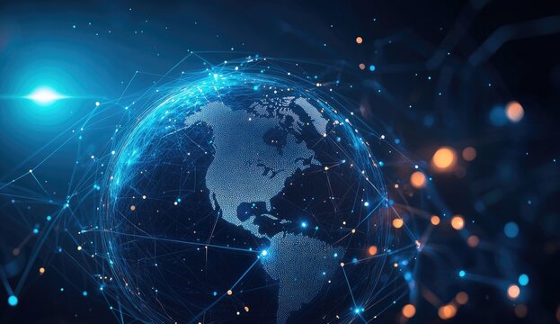 Global network, digital earth, interconnected world (1) - Powered by Adobe