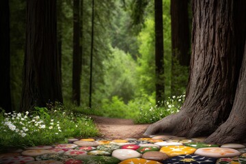 Dappled Sunlight Through Forest Path