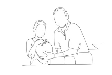 Grandparents with Grandchildren concept one-line drawing