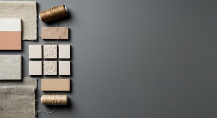 Design Mood Board - Natural Materials and Textures with Copy Space