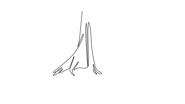 Tree roots concept . Single line draw design. Full length animation illustration. High quality 4k footage