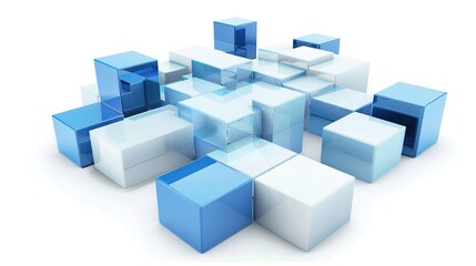 Obraz premium Blue Transparent 3D Block Technology Background – a captivating and futuristic visual. The transparent blue blocks form a modern digital landscape with depth and innovation.