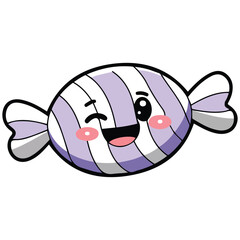 cute packaged grape candy isolated vector illustration on white background