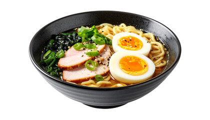 Close up of a Tori Paitan Ramen Isolated on Transparent Background