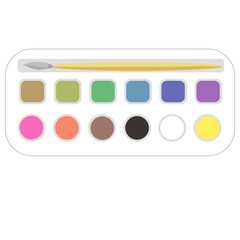 illustration of Solid Watercolor Paint box with brush