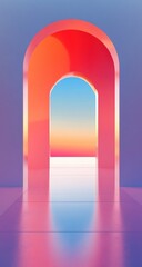 Fototapeta premium Colorful archway leading to a sunrise sky