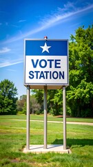 Fototapeta premium Vote Station Sign with Outdoors, and Summer.