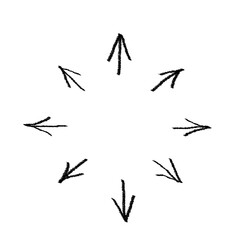 Arrow grunge marker  vector icon. Arrow grunge mark hand draw